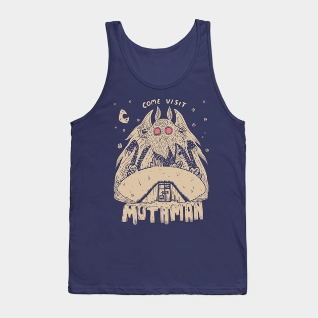 Come Visit Mothman Tank Top by Ballyraven